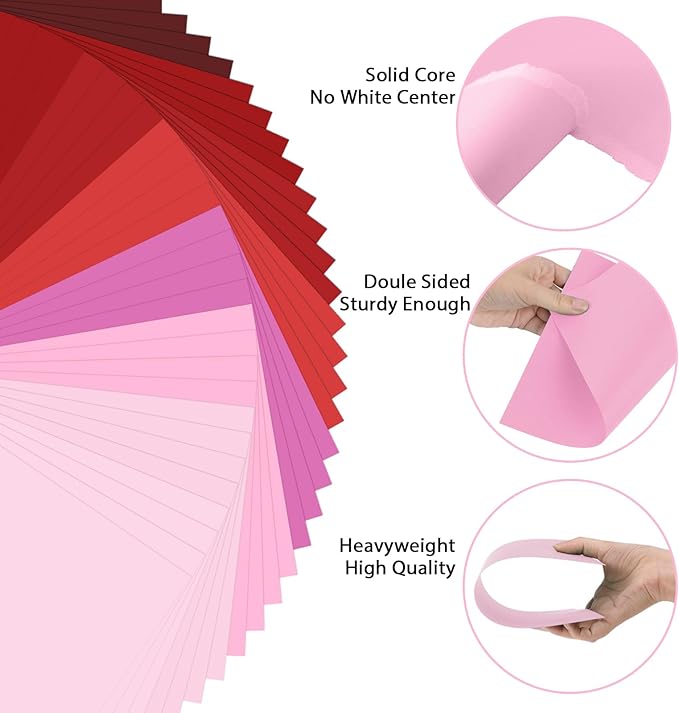 OcePor 80 Sheets Pinks Cardstock Paper, Colored Printer Paper 8.5 x 11, Thick Construction for Cards Making, Scrapbook，Office Printing, Invitations, Certificates，DIY Crafting 92 lb/250gsm