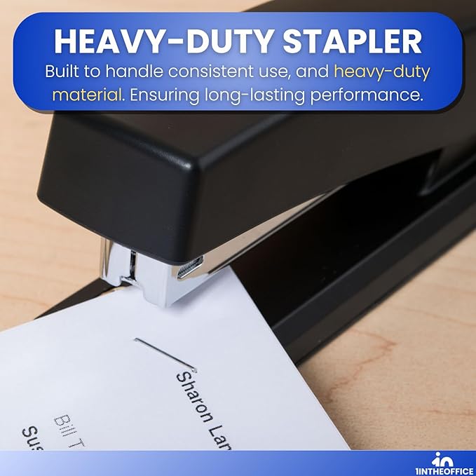 1InTheOffice Staplers for Desk, Heavy Duty Desk Stapler, Full Strip, 20-Sheet Capacity, Black, 4-Pack