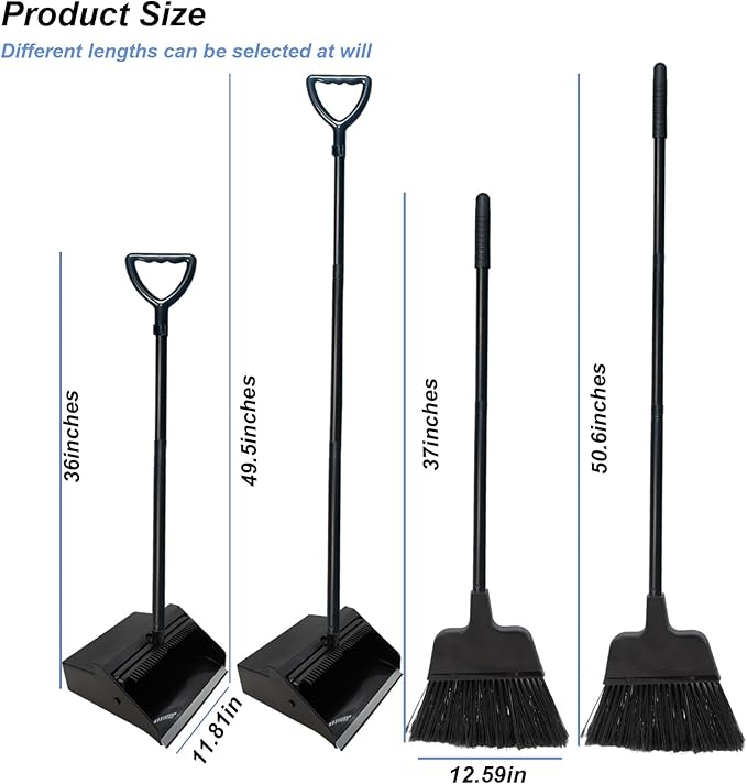 NBGYTECH Broom with Dustpan Combo Set Outdoor Upright Dustpan and Broom Set with Long Handle Angle Broom and Dustpan Set for Garage Patio Courtyad Lobby Lawn Home Kitchen Ofiice