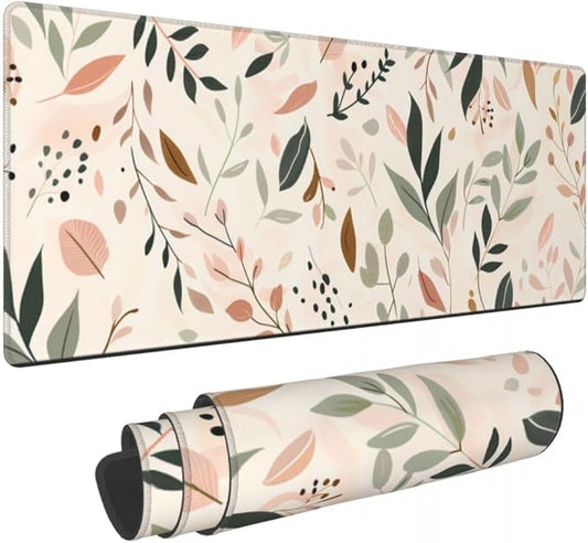 Desk Pad,Office Desk Mat 31.5"×11.8" Large Gaming Mouse Pad,Durable Extended Computer Mouse Pad,Waterproof Thick Big Mouse Pads with Non-Slip Rubber Base Office Home Abstract Boho Leaves