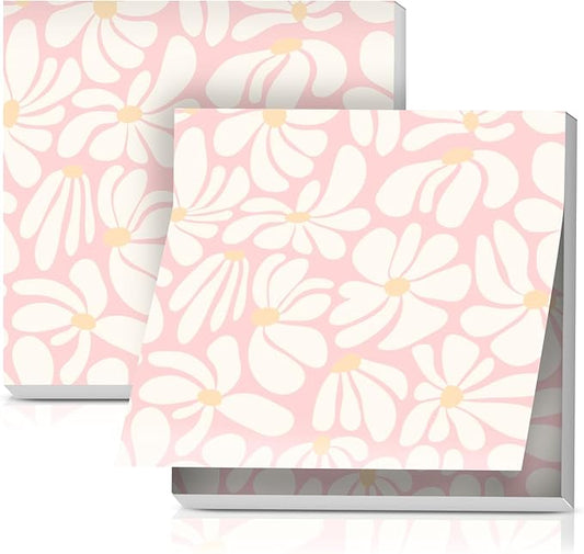 2 Pack Sticky Notes 3x3 Inches, Bright Cute Strong Sticking Power, Easy to Post for Home, Office, 80sheets/Pads, Pink Daisy