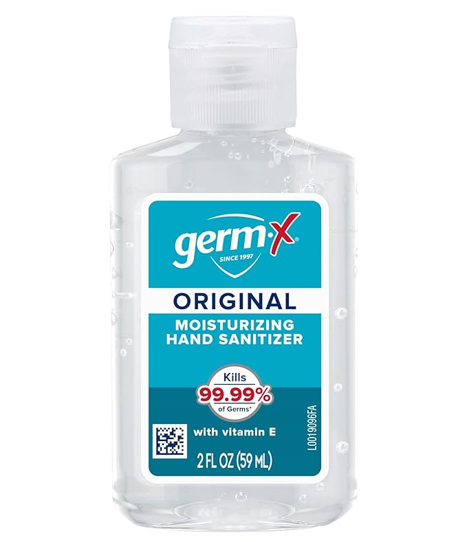Germ-X Original Hand Sanitizer, 2 Fl Oz (Pack of 6), Less Drying Moisturizing Gel with Vitamin E, No Rinse Formula, Display Pack, Mini Travel Size for On-The-Go
