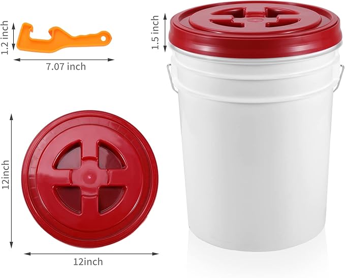 2 Pieces 5 Gallon Bucket Lid with Bucket Lid Opener,Plastic Storage Bucket Leak-Proof Screw Seal Lids,Pet Food Storage Container Lid for Home Paint Storage Buckets