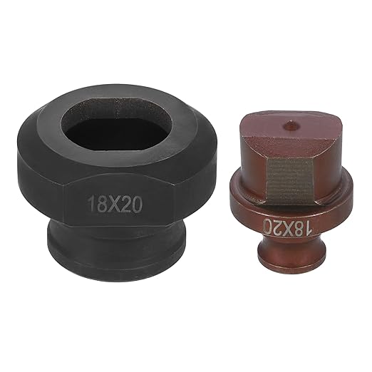 HARFINGTON Hydraulic Hole Punch Die 18x20mm Slotted Hole 40Cr Steel Electric Punching Kit for MHP-20 JP-20 Electric Punching Machine, Burgundy & Black