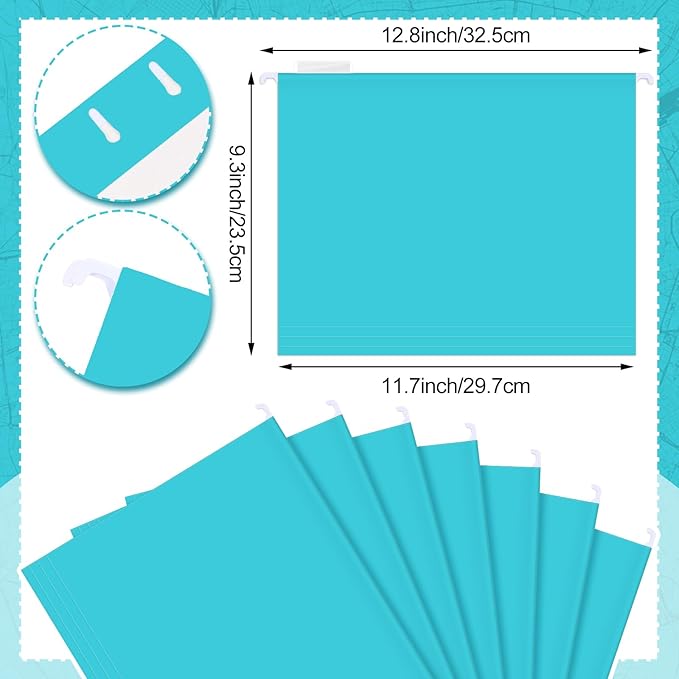 24 Hanging File Folder with Acrylic Organizer for Letter/a4 Size Desktop Clear File Storage Box with Handles for Home Work Office Use(Blue,Classic)