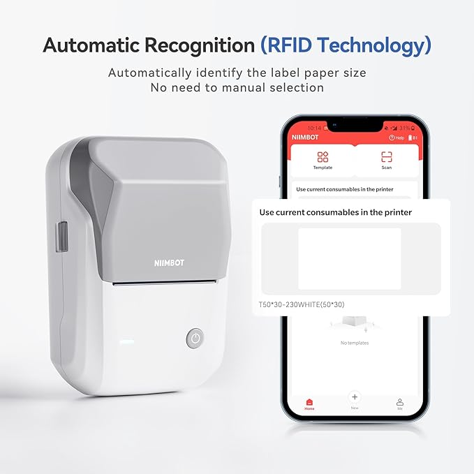 NIIMBOT B1 Label Maker Machine with Tape, Thermal Label Printer Easy to Use for Office, Home, Business, 2 Inch Label Maker with 2'' x1.18'' Labels