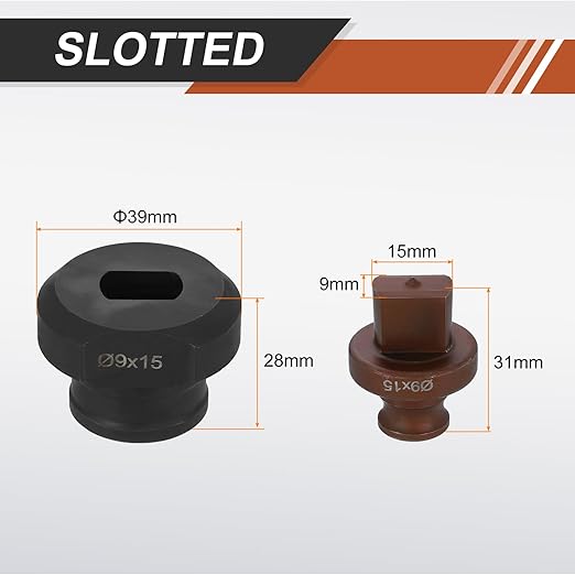 HARFINGTON Hydraulic Hole Punch Die 9x15mm Slotted Hole 40Cr Steel Electric Punching Kit for MHP-20 JP-20 Electric Punching Machine, Burgundy & Black