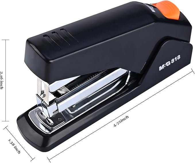 M&G Effortless Stapler with 1000 Staples for Desk, 25 Sheets Capacity Heavy Duty Desktop Staplers, Jam Free, Easy to Load, Ergonomic One Finger Touch Stapler for Office School Supplies (Black)