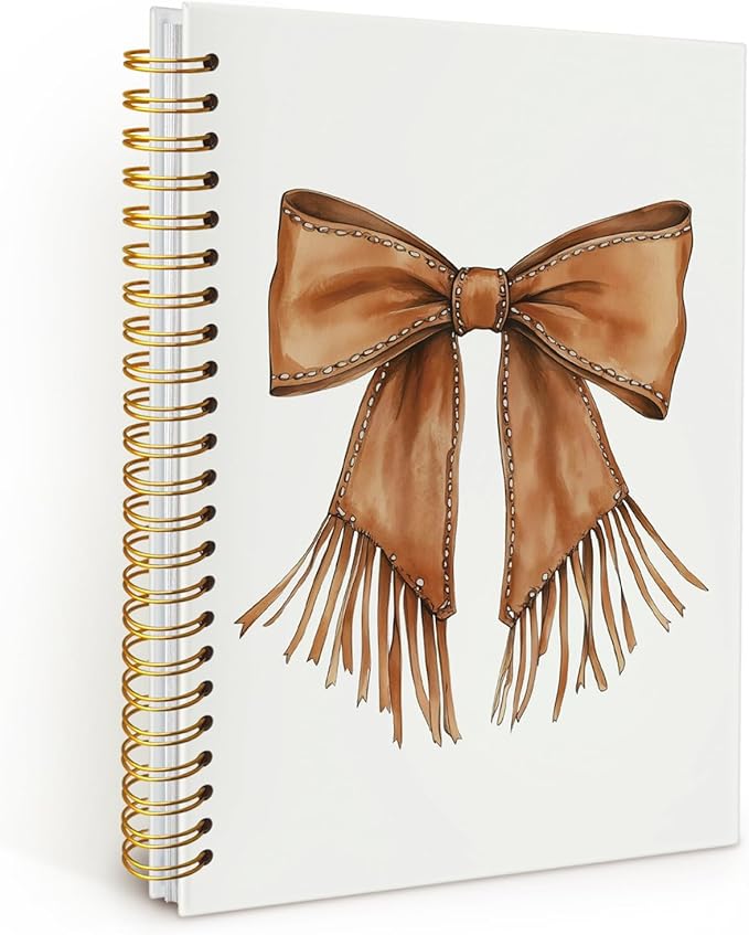 Western Coquette Bow Spiral Notebook, Cowgirl Cowhide Bow Journal, Cowgirl Aesthetic Notebooks for Women, Western Office Supplies, Coquette Hardcover Notebooks 5.5x8.3