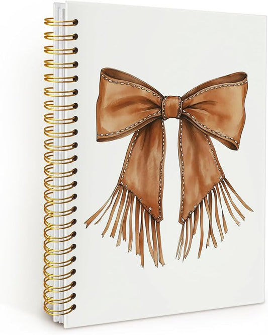 Western Coquette Bow Spiral Notebook, Cowgirl Cowhide Bow Journal, Cowgirl Aesthetic Notebooks for Women, Western Office Supplies, Coquette Hardcover Notebooks 5.5x8.3