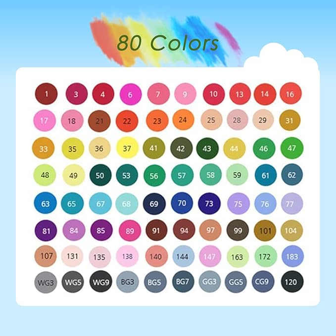wyewye Alcohol Markers Set, 80 Colors Dual Tip Permanent Art Markers for Kids, Coloring Painting School Supplies Sketch Drawing Marker for Adults Boys Girls Students Drawing and Coloring