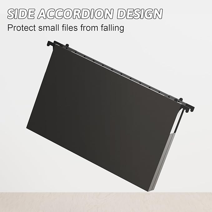 Plastic Legal Size Hanging File Folders,Heavy Duty 1 Inch Expansion,12 Pack Reinforced Black Legal Hanging Folders Expandable,Adjustable Tabs,File Cabinet Folders for Bulky Files