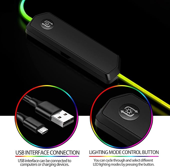 RGB Retro Black Gamer Gaming Desk Mat, Computer Keyboard Large Extended Long LED Mouse Pad for Office and Home, XL (W21)