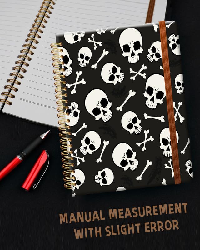 Ruled Spiral Writing Notebook,A5 Hardcover Lined College Journal for Women Lady Girl,Strong Twin-Wire Binding with Premium Paper,8.4" X 6",Perfect for School,Office,Home Gifts(Skull Bones)