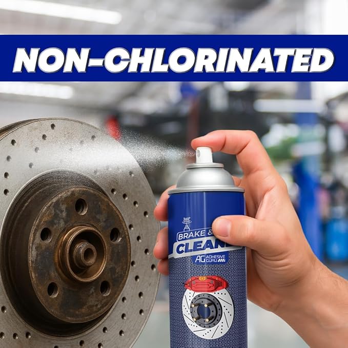 Adhesive Guru Non-Chlorinated Brake Cleaner – (24x16.9 fl oz) – Brake Parts Cleaner & Degreaser for Disc, Pads, Calipers, Springs, Rotors, Clutch & Chain – Fast-Drying, Residue-Free