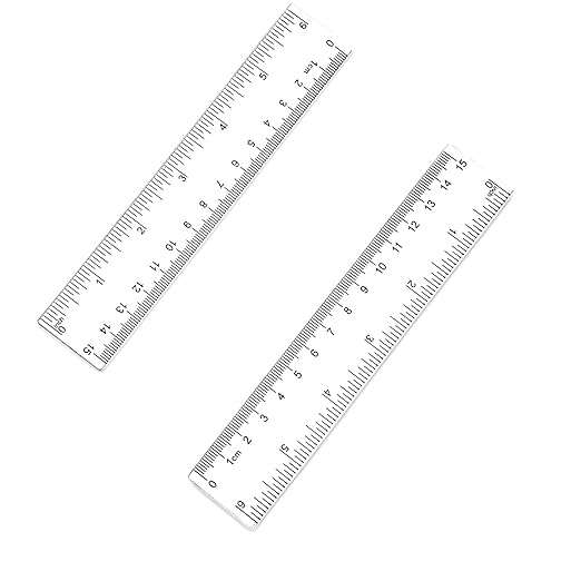 2 Pack 6 inch Clear Plastic Ruler, 15 cm Straight Rulers, Transparent Measuring Tools, Drafting Tools, Flexible Ruler with Inches and Centimeters for School and Office Supply