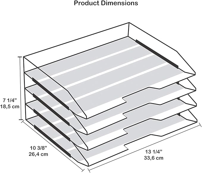 Acrimet Stackable Letter Tray 4 Tier Side Load, Plastic, Desktop File Organizer (Clear Crystal Color)