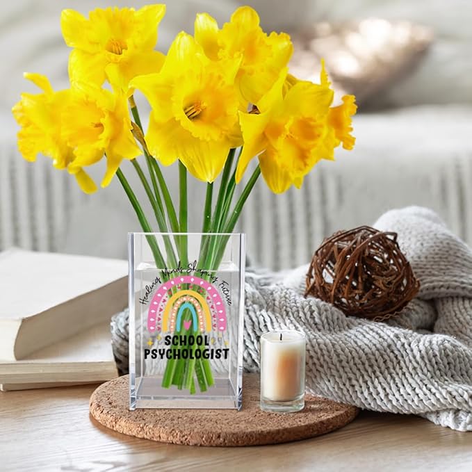 Healing Minds Shaping Future School Psychologist Acrylic Cosmetic Pencil Pen Holder Cup, Back to School Gifts for Teacher Psychologist, Appreciation Thank You Gifts for Women Men Teacher