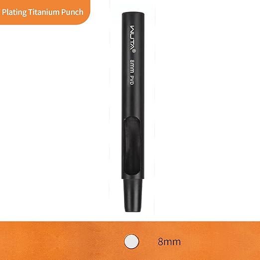 WUTA Leather Punches Round Hole Puncher Plating Titanium Hollow Punching Tool Working for Watch Band, Fabric, Plastic (1pc 8mm Hole Punch)