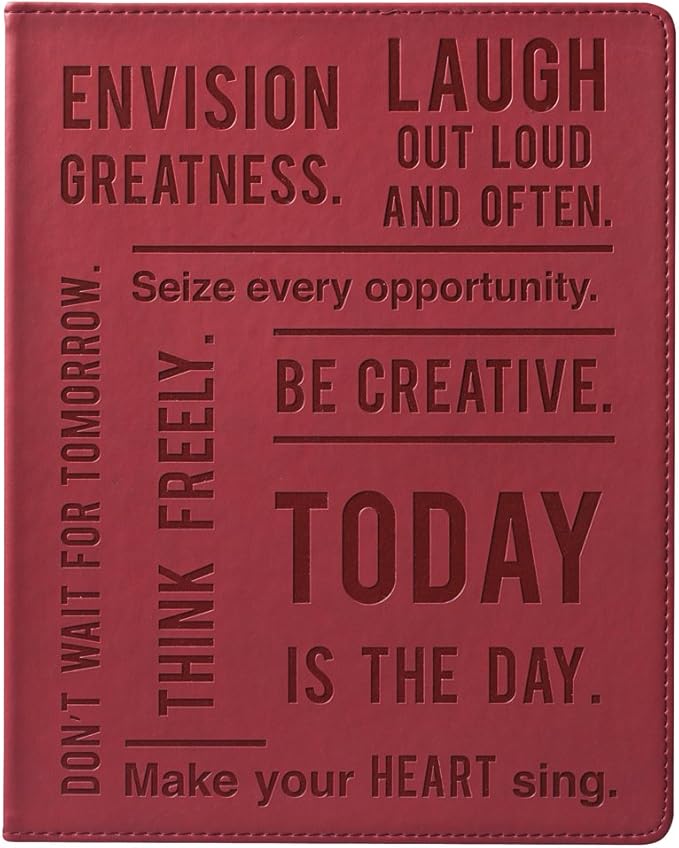 Eccolo Large Lined Journal Notebook, Flexible Cover, Writing Journal, 256 Ruled Ivory Pages, Ribbon Bookmark, Lay Flat, Desk Size for Work or School, Size 8x10", Today is the Day