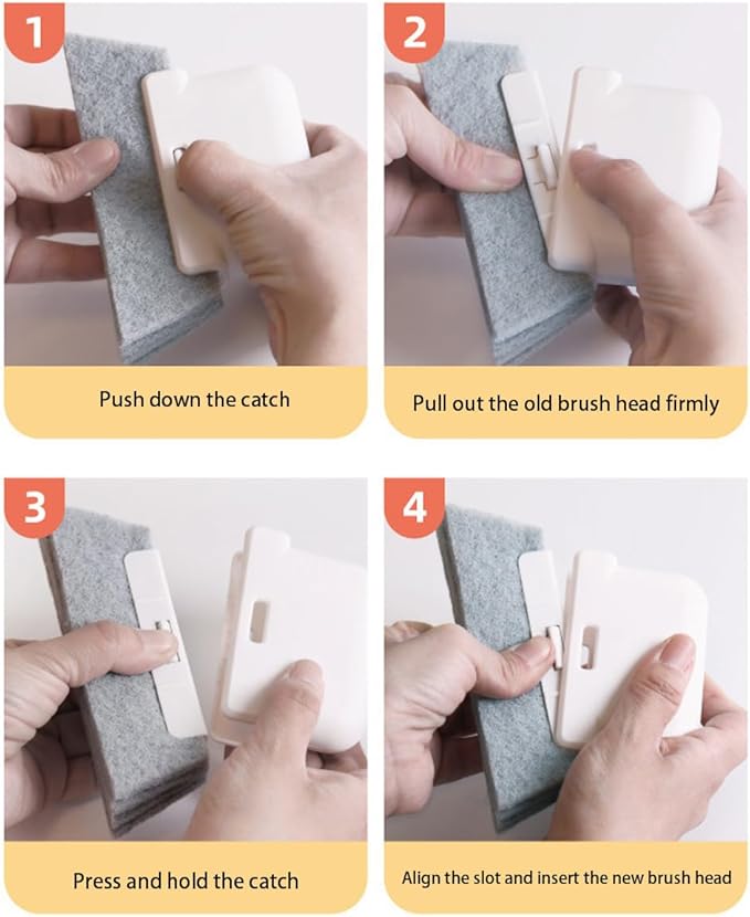 Heideryafei Orange Window Track Cleaning Brush with Hidden Scraper for Sliding Door and Window Tracks