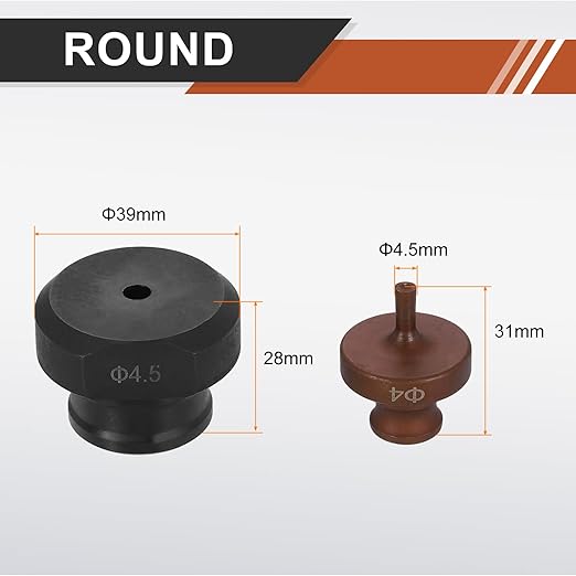 HARFINGTON Hydraulic Hole Punch Die 4.5mm Round Hole 40Cr Steel Electric Punching Kit for MHP-20 JP-20 Electric Punching Machine, Burgundy & Black