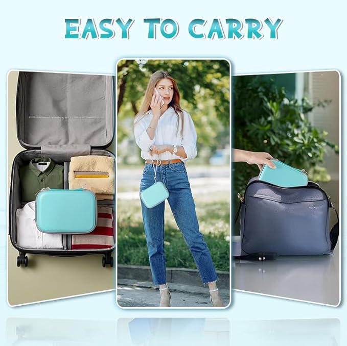 Carrying Case for Print Pods Mini Printer, Portable Mini Thermal Sticker Maker Travel Bag with Mesh Pocket, Bluetooth Label Printer Protective Storage Holder for Printing Paper & Accessories (Green)