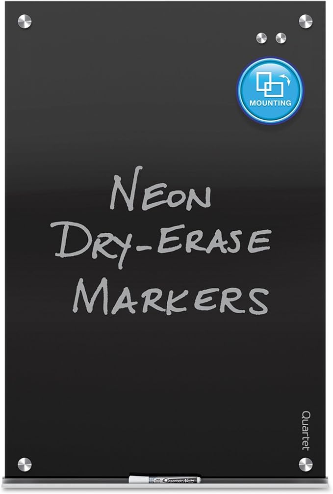 Quartet Glass Whiteboard, Non-Magnetic Dry Erase White Board, 2' x 1.5', Includes Accessory Tray, 1 Marker and 2 Glass Board Magnets, Frosted Surface, Infinity (G2418F)