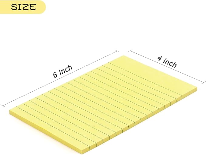 Early Buy 6 Pads Lined Sticky Notes with Lines 4x6 Self-Stick Notes 6 Pastel Color Sticky Notes, 45 Sheets/Pad