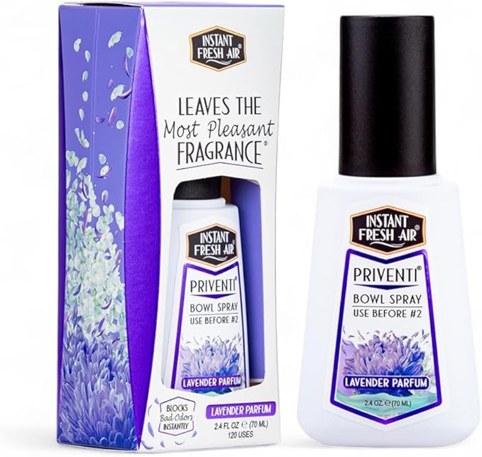Signature PRIVENTI Toilet Spray, Lavender Parfum Bathroom Spray with Noxban Technology Odor Elimination, Travel Size, Long-Lasting Freshness for Home, Travel or Work, 2.4 Oz. - INSTANT FRESH AIR
