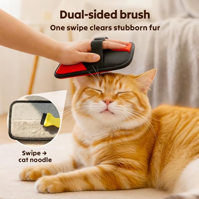 Pet Hair Removal Glove, 2026 Upgraded Electrostatic Pet Hair Remover Glove with Brush, Pet Hair Remover Pocket Storage for Pet Hair Remover Tool on Carpet, Clothing, Couch, Car Seat (Red, 2Pcs)