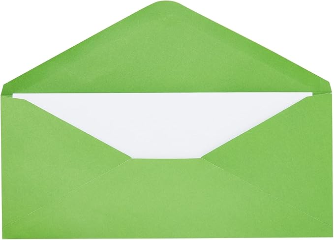 Sustainable Greetings Business Envelopes - 200 Pack, #10, Green, Gummed Seal - Colored Envelopes in Letter Size for Invitations, Weddings, Greeting Cards & Business Mailing