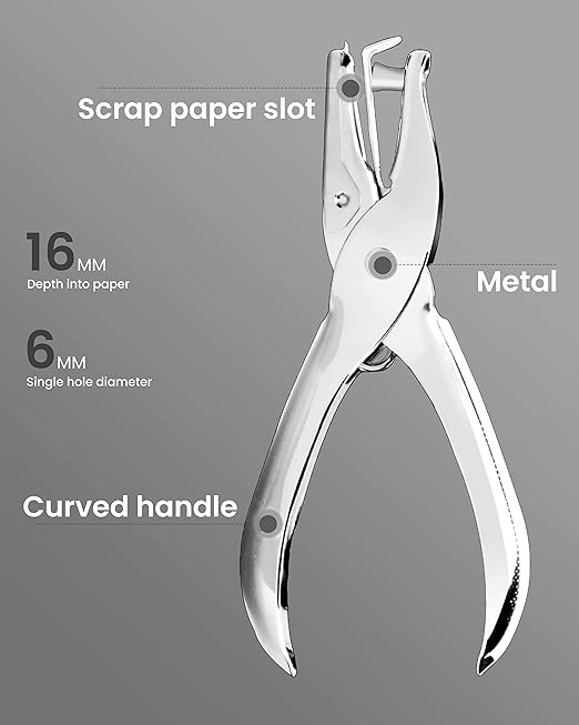 2 Pcs Hole Punch, 1/4 Inch and 1/8 Inch Single Hole Punch, MoHern Hole Puncher Single, Hole Puncher for Crafts, Tags, Tickets, Circle Paper Punches with 6 Sheet Capacity for Home, Office, School