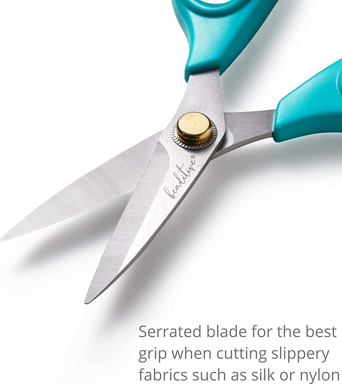 Beaditive Sewing Scissors - 6-Inch Stainless Steel Fabric Scissors - Professional Scissors with Serrated Blade for Easy Cloth Cutting & Quilting - Comfortable Craft Tailor & Dressmaker Shears – Teal