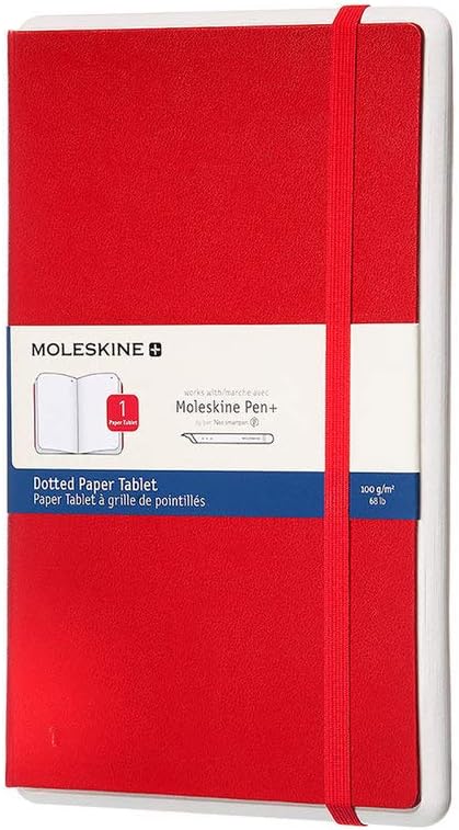 Moleskine Paper Tablet Hard Cover Smart Notebook, Dotted, Large (5" x 8.25") Scarlet Red - Compatible w/ Moleskine Pen+ Ellipse (Sold Separately) & App, Digitize, Organize Notes
