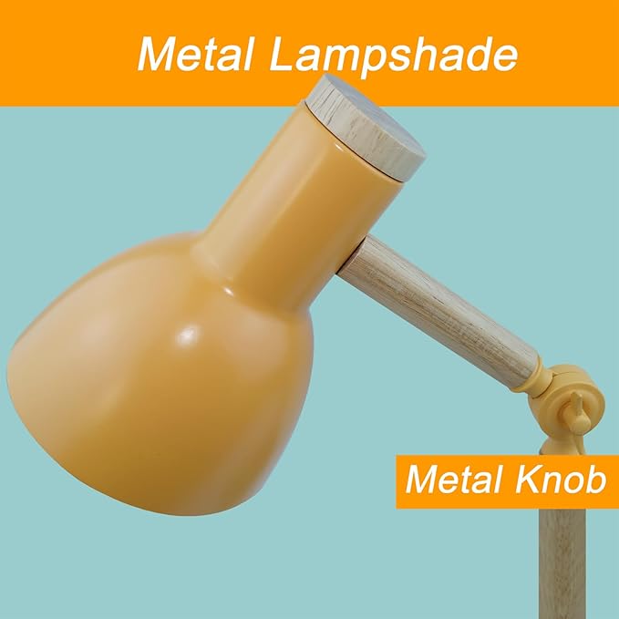 LED Desk Lamps for Home Office, 3-Color Dimmable Yellow Table Lamp for Bedroom, Wood Desk Lights for Dorm Roomb, Desktop Lighting, Tabletop