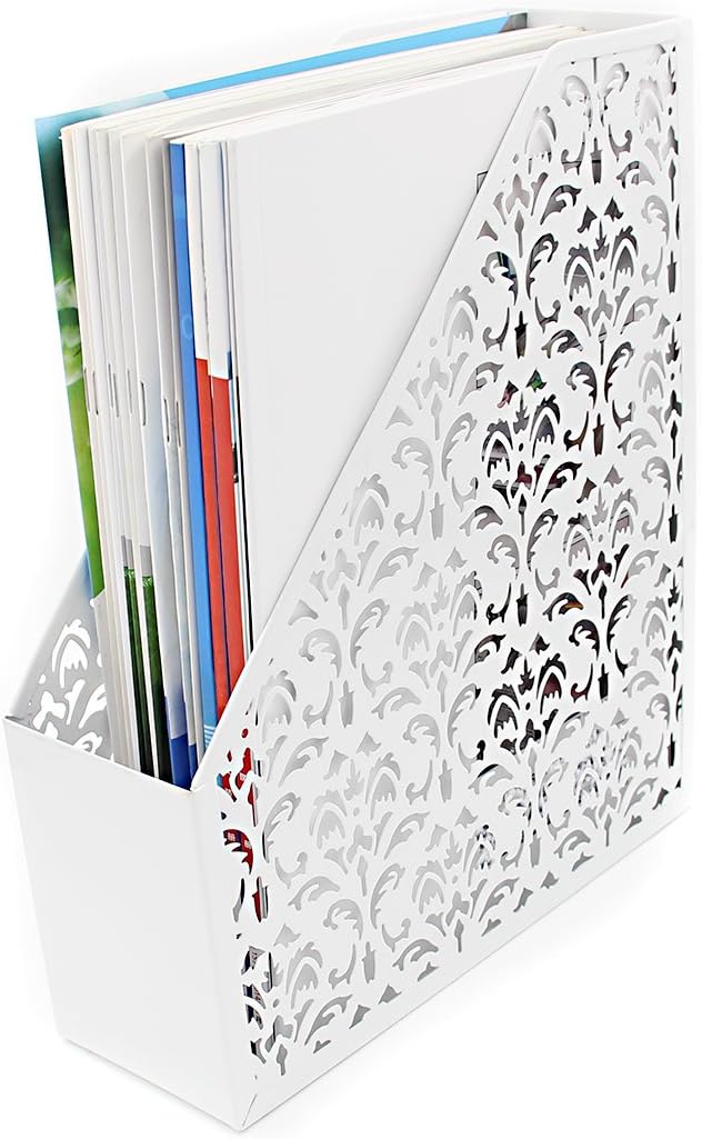 EasyPAG Desk Organizer Set - Pencil Holder Letter Sorter File Holder Business Card Holder and Sticky Note Holder, White