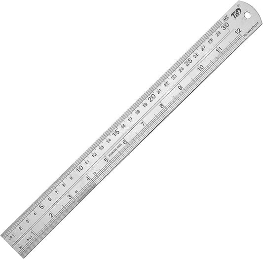 ZZTX Metal Straight Edge Ruler Set,Stainless Steel Ruler,12 Inch, Bulk 1 Pack