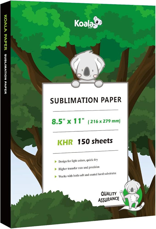 Koala Sublimation Paper 150 sheets 8.5x11 inches for Heat Transfer DIY Gift Compatible with Inkjet Sublimation Printer 105gsm