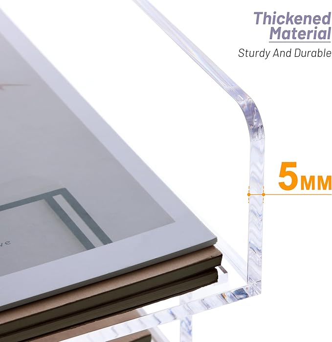 SANRUI Acrylic Paper Tray Organizer for Desk,Desk Organizers and Accessories,2 Pack Stackable Paper Organizer for Letter,Documents,Books,Magazines Crystal-Clear File Organizer