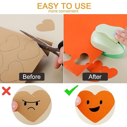 UCEC 2 Inch Heart Punch, Heart Paper Punch Shapes, Large Decorative Craft Hearts Hole Puncher for Kids Paper Crafts, Card Making, Scrapbooking, Hearts Shaped Hole Punch