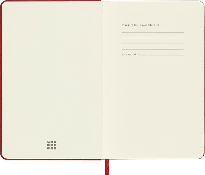 Moleskine Classic Notebook, Hard Cover, Medium (4.5" x 7") Ruled/Lined, Scarlet Red, 208 Pages