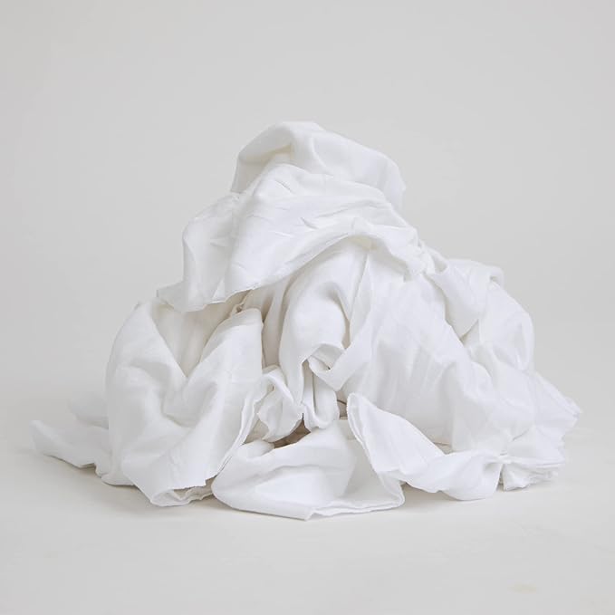 Arkwright W43 Cotton Tshirt Rags - 5 lb Box - Soft Lint Free Cloths for Cleaning, Streak & Scratch-Free, Professional Grade Wiping Towels for Polishing, Painting, and Staining, White
