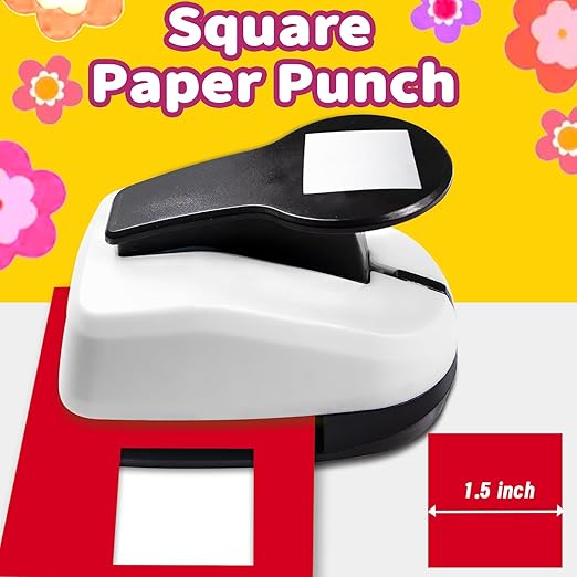 Square Hole Punch, 1.5 inch Square Paper Punch, Squares Punches for Paper Crafts, Scrapbooking Punches, Shape Hole Puncher, Squares Craft Puncher