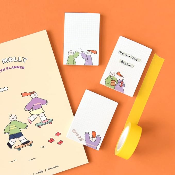 Monolike Grid Olly Molly, Coloring Sticky-it - 6p Set Self-Adhesive Memo Pad 50 Sheets