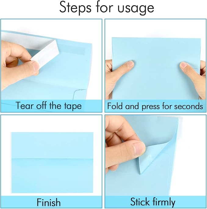 100 Pack A2 Baby Blue Envelopes Self Sealing Adhesive Perfect for Weddings, RSVP, Invitations, Baby Shower,Greeting Cards,Announcements, Thank You Notes| A2(4.375 x5.75 Inches)