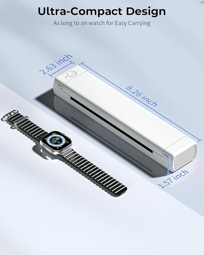 Phomemo M08F Portable Printers Wireless for Travel, Thermal Printer Support 8.5" X 11" US Letter Thermal Paper, Bluetooth Inkless Printer Compatible with iOS, Android, Laptop for Travel, Office, Home