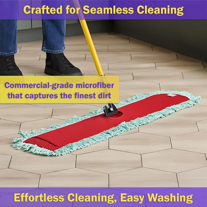 6 Pack Microfiber Sweeper Mop, 36" Replacement Dry Dust Mop Floor Pads, Dust Mop Head Refills for Industrial and Commercial Spaces, Janitorial Supplies