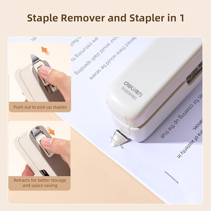 deli Stapler, Desktop Staplers with 1660 Staples and Integrated Staple Remover, 40 Sheet Capacity Office Stapler, 2 Pack, White