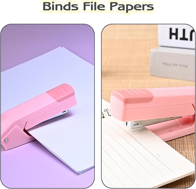M&G Cute Swing-Arm Swivel Stapler with 1000 Staples, 360 Degree Rotate Desk Stapler, 25 Sheets Capacity, Jam Free, Desktop Stapler for Book and Booklet Binding (Pink)
